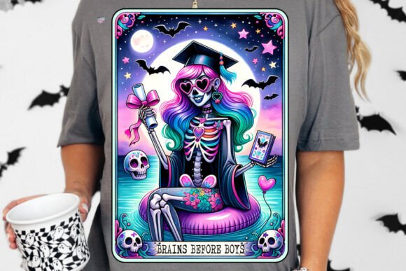 Brains Before Boys Tarot PNG Graduation: A Spooky, Smart Design for the Book-Smart Graduate