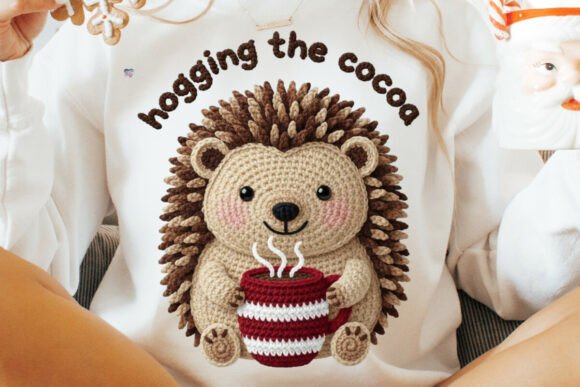 Crochet Yarn Christmas Hedgehog PNG: A Festive Digital Design for Creative Projects