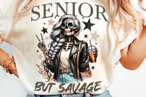 Retired Senior but Savage PNG Skeleton: A Bold Design for Midlife Expression